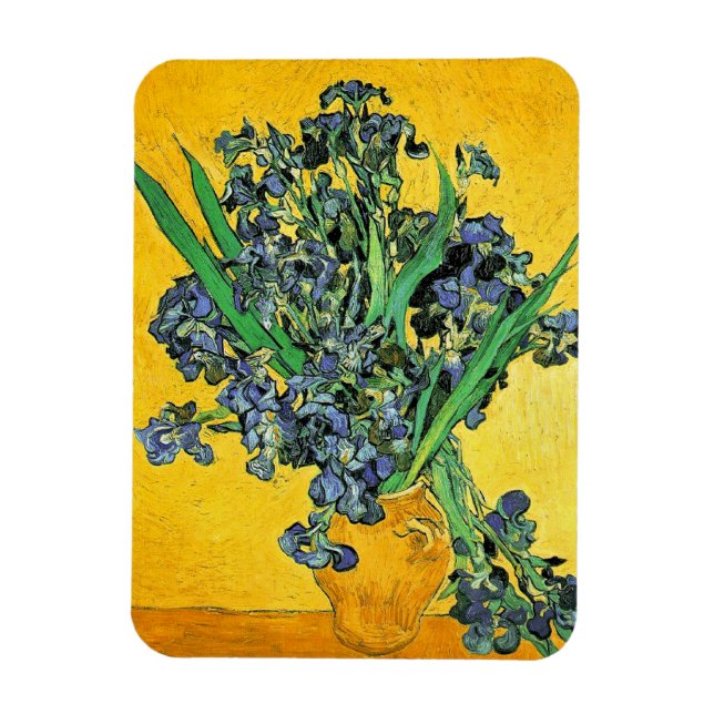 Íman Van Gogh - Vaso com Íris Fundo Amarelo (Vertical)