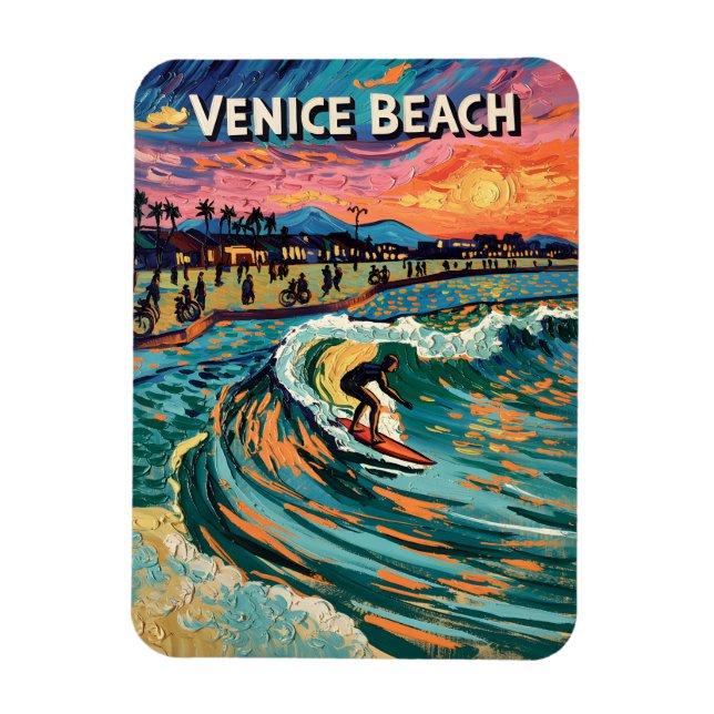Íman Van Gogh Venice Beach Surf California Retro Viagem (Vertical)