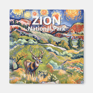 Íman Van Gogh Zion Animal Deer Colorido Canyon Personal