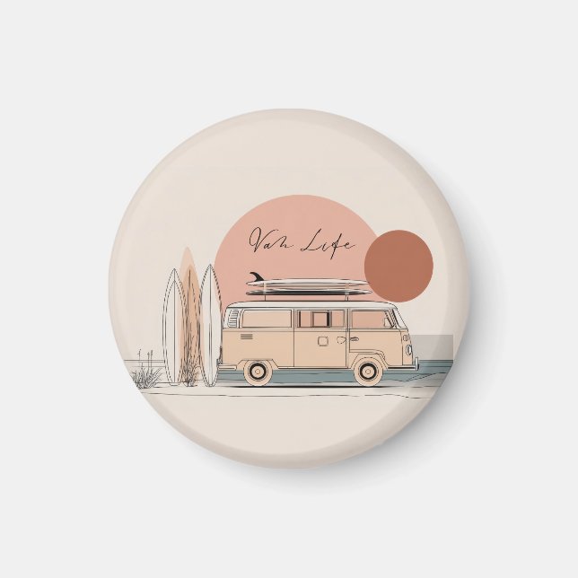 Íman Van Life Surf Van – Estética Retro de Camper de Pr (Frente)