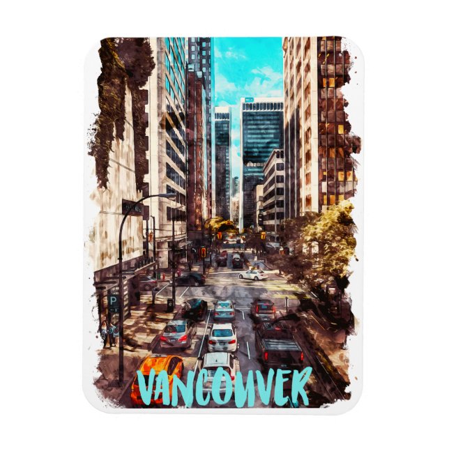 Íman Vancouver Canada Viagens vintage Skyline (Vertical)