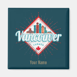 Íman Vancouver Skyline British Columbia Retro Canadá