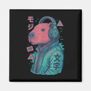 Íman Vaporwave Capybara Japonês Art Anime Manga Ukiyo -