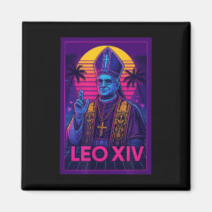 Íman Vaporwave Papa Leo Xiv _ Católico Retrofuturista