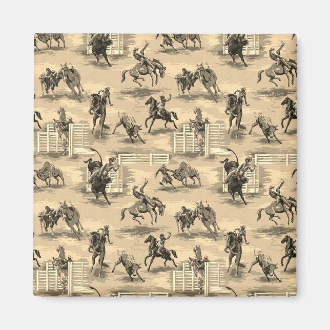 Íman Vaqueiro de Rodeio Western Vintage Retro (Frente)