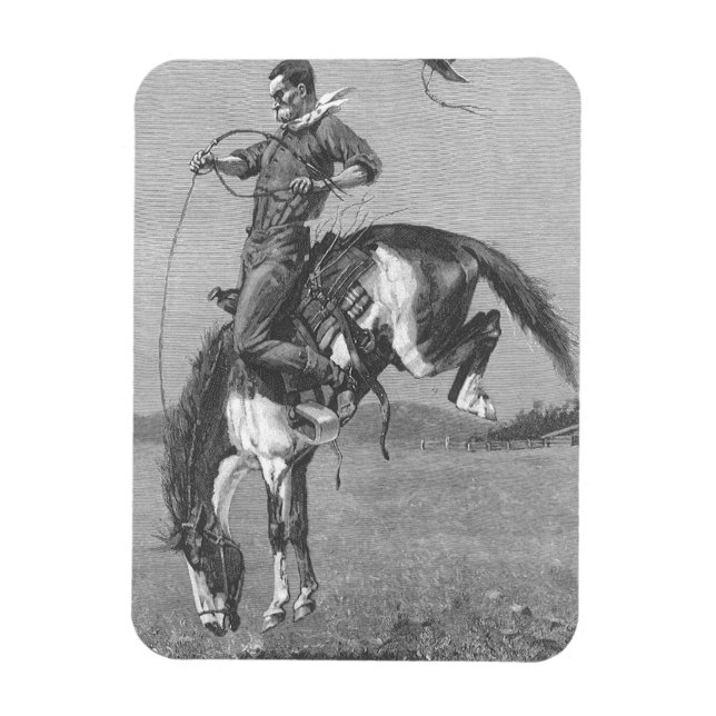 Íman Vaqueiros de Rodeio Antigos, Cavalo Bronco Selvage (Vertical)