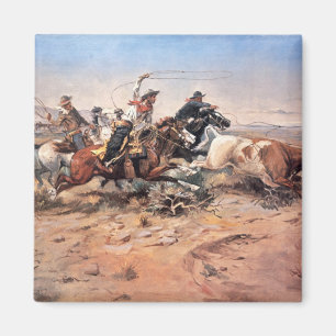 Íman Vaqueiros que roping um boi, 1897 (óleo em canvas