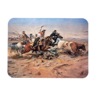 Íman Vaqueiros que roping um boi, 1897 (óleo em canvas