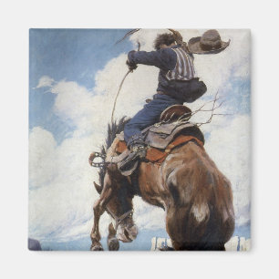 Íman Vaqueiros Western Vintage, Bucking por NC Wyeth