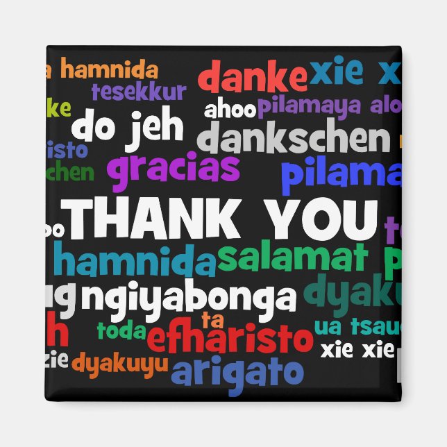 Íman Várias maneiras de agradecer em muitos idiomas (Frente)