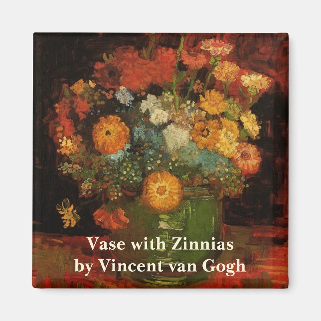 Íman Vase "Ainda viva" com Zinnias por Vincent van Gogh (Frente)