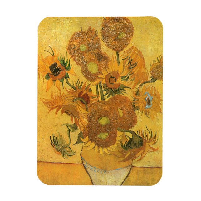 Íman Vase com 15 Girassóis por Vincent van Gogh (Vertical)