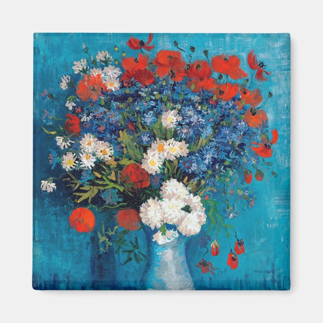 Íman Vase com Cornflower e Poppies, Van Gogh (Frente)