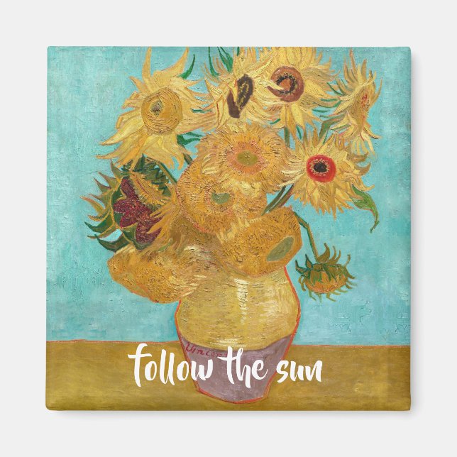 Íman Vase com doze girassóis por Vincent Van Gogh (Frente)
