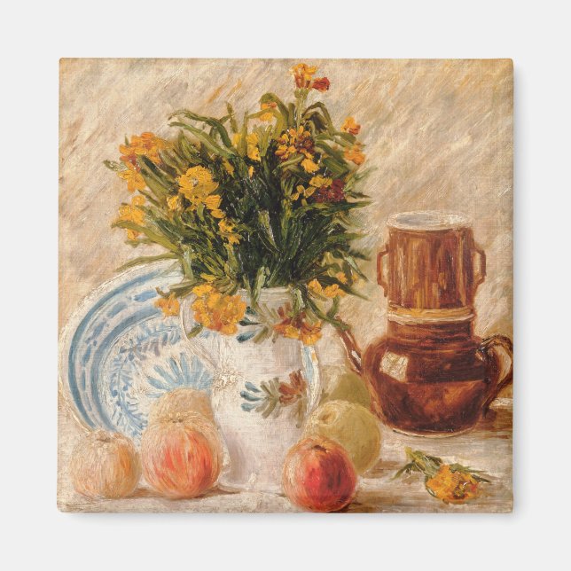 Íman Vase com Flores, Coffeepot e Fruta, van Gogh (Frente)