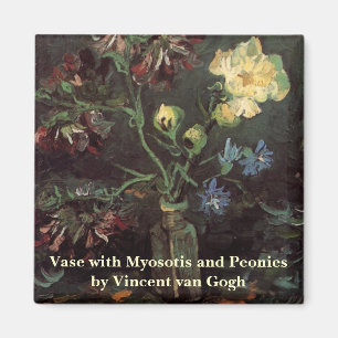 Íman Vase com Myosotis e Peonies por Vincent van Gogh