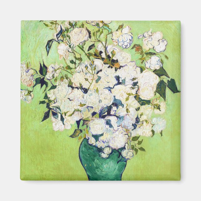 Íman Vase com pintura de Rosas Vincent Van Gogh (Frente)