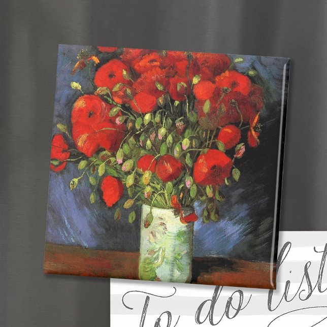 Íman Vase com Poppies Vermelhos | Vincent van Gogh (Criador carregado)