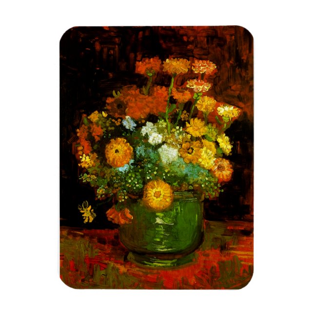 Íman Vase com Zinnias Van Gogh Fine Art (Vertical)