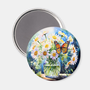 Íman Vase de Daisies Bonito Floral