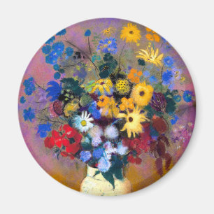 Íman Vaso Branco com Flores Odilon Redon