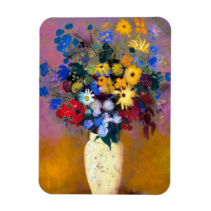 Íman Vaso Branco com Flores Odilon Redon