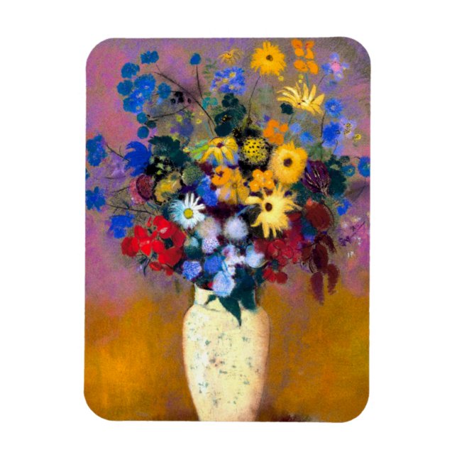 Íman Vaso Branco com Flores Odilon Redon (Vertical)