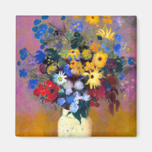 Íman Vaso Branco com Flores Odilon Redon