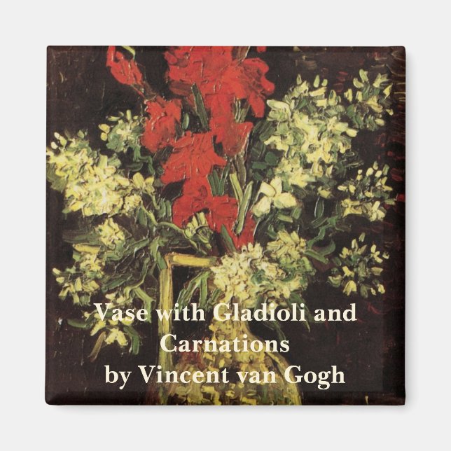 Íman Vaso com Gladíolos, Cravos por Vincent van Gogh (Frente)