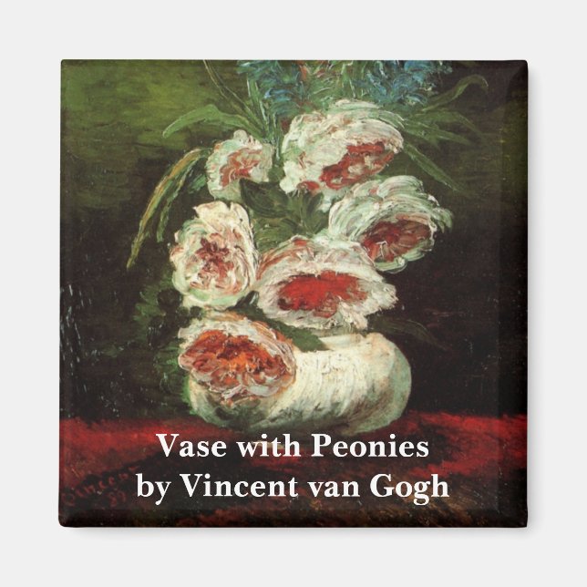 Íman Vaso com Peônias de Vincent van Gogh (Frente)