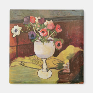 Íman Vaso das flores, anêmonas em um vidro branco