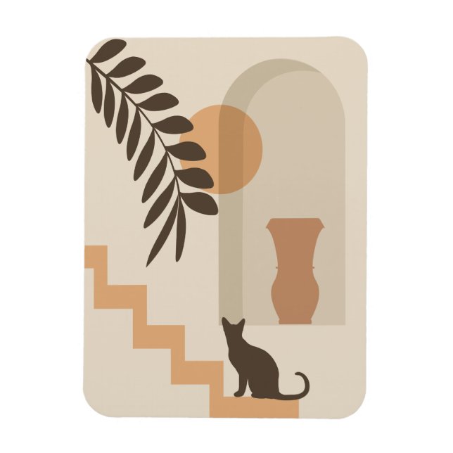 Íman Vaso de Folha de Escada Gato, Arte Geométrica Abst (Vertical)