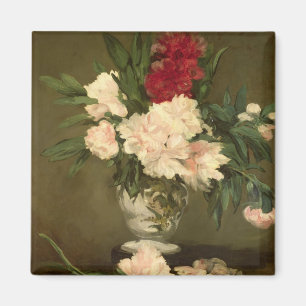 Íman Vaso de Manet das peônias em um suporte pequeno