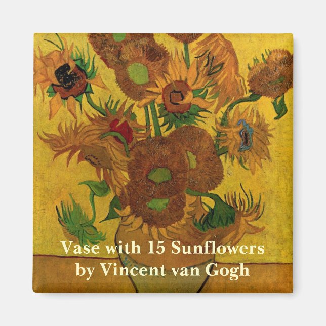 Íman Vaso de Natureza-Morta com 15 Girassóis Vincent va (Frente)