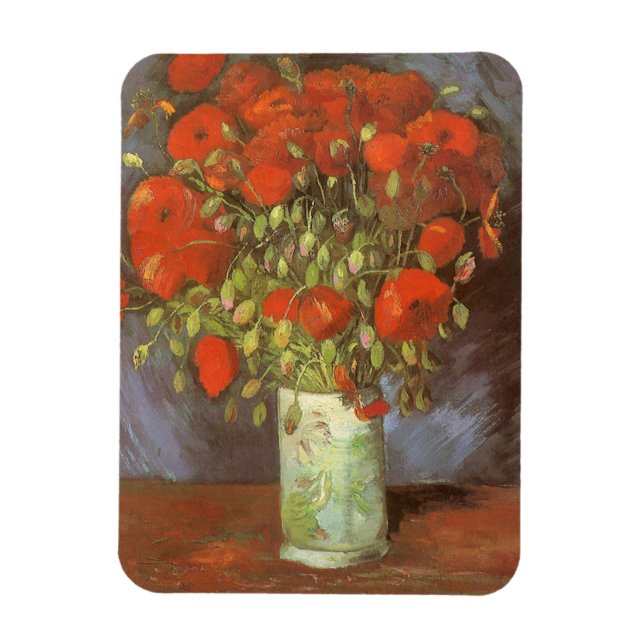 Íman Vaso de Vida com Papoulas Vermelhas de Vincent van (Vertical)