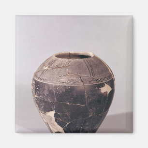 Íman Vaso do engobo decorado com linhas undulating