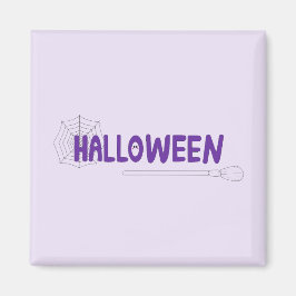 Íman Vassoura de Halloween Mística e Detalhe de Teia De