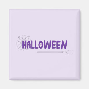 Íman Vassoura de Halloween Mística e Detalhe de Teia De