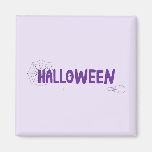 Íman Vassoura de Halloween Mística e Detalhe de Teia De (Frente)