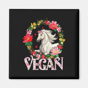 Íman Vegan Fofo Cavalo Flores Círculo Agricultura Amant