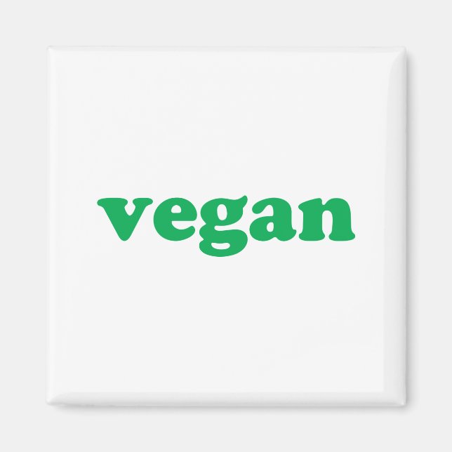 Íman "Vegan", letras verdes, fundo branco (Frente)