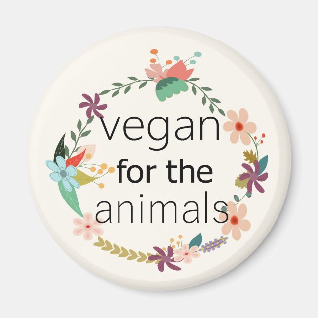 Íman Vegan para os animais design floral (Frente)