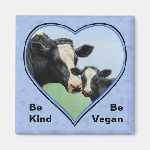 Íman Vegan - Vaca Holstein e Coração Azul