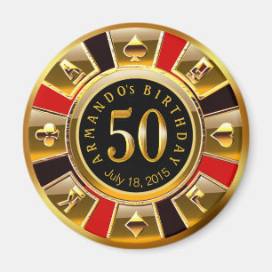 Íman Vegas Casino Chip 50º Aniversário   ouro negro ver