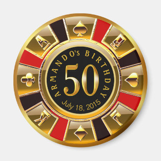 Íman Vegas Casino Chip 50º Aniversário | ouro negro ver