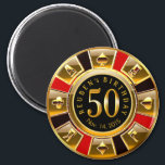 Íman Vegas Casino Chip 50º Aniversário | ouro negro ver<br><div class="desc">Um legal vermelho,  ouro e preto...  Casino de Aniversário de Las Vegas...  Use o botão PERSONALIZAR TI para adicionar seu próprio texto.</div>