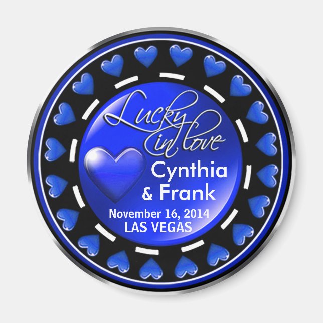 Íman Vegas Lucky in Love Heart Casino Chip cobalt (Frente)