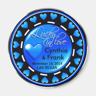 Íman Vegas Lucky in Love Hearts Casino Chip Blue