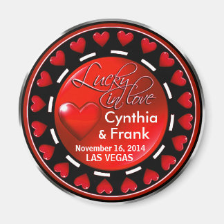 Íman Vegas Lucky in Love Hearts Casino Chip red
