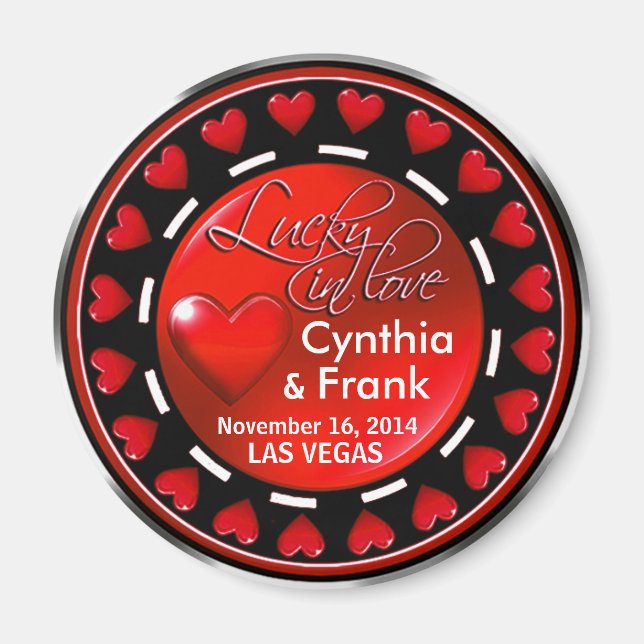 Íman Vegas Lucky in Love Hearts Casino Chip red (Frente)